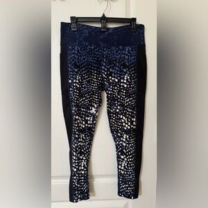 LuLARoe rise black blue white print athletic leggings size XL NWOT.  Pockets